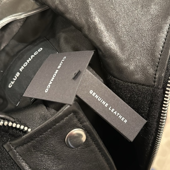 Club Monaco Cropped Leather Jacket - Picture 8 of 13